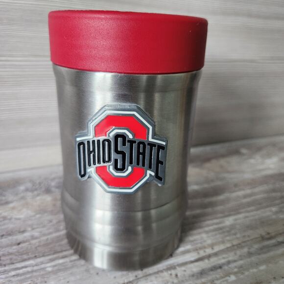 NCAA Ohio State Buckeyes OSU Stainless Steel Ringneck Can Bottle Holder Cooler - Picture 1 of 7